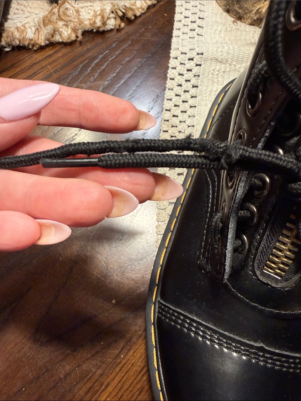 Dr. Martens Black Lace-Up Combat Boots with Yellow Stitching - Picture 10 of 10
